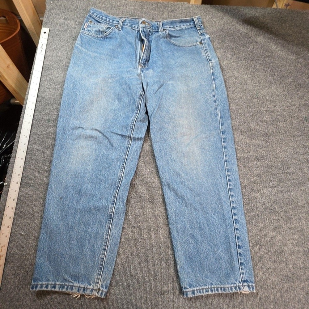 Carhartt B17-DST Jeans Mens 38x28 Blue Stone Wash Relaxed Straight Distressed